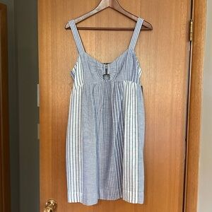 NWT Lucky Brand - Plaid Linen Cutout Babydoll Dress